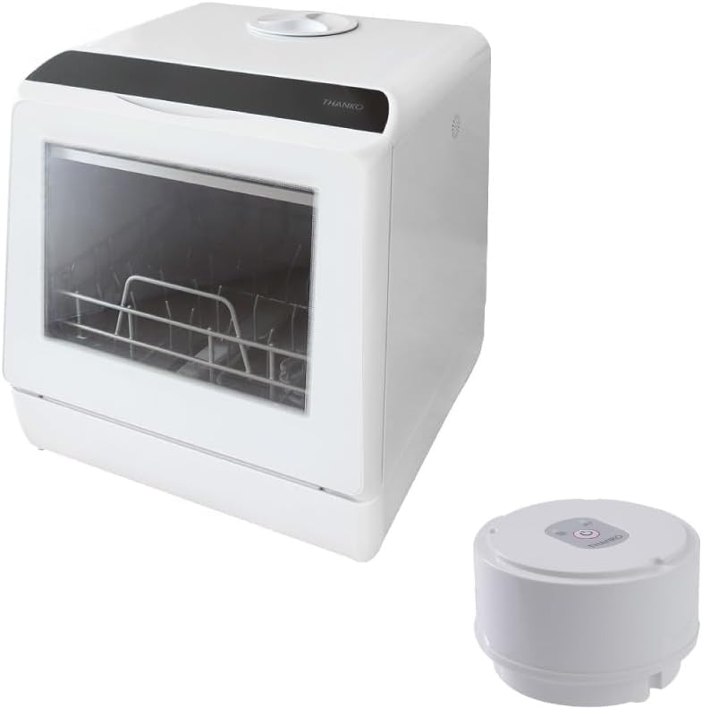 【洗浄動画あり】THANKO 水道いらずのタンク式食器洗い乾燥機 「ラクア」(ホワイト/マットブラック) (ホワイト＋電動給水ポンプ)